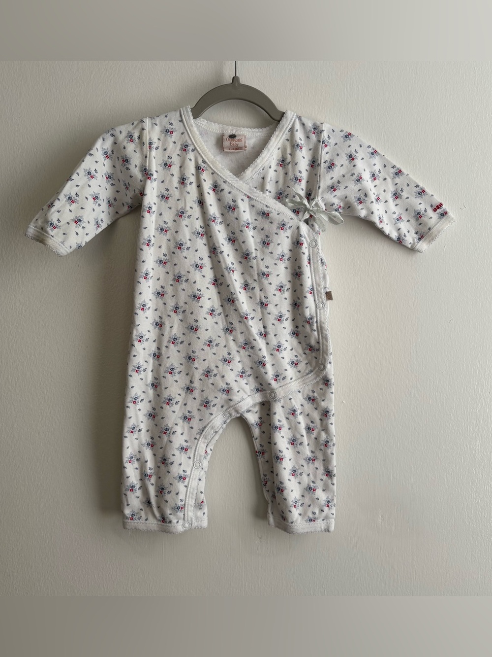 VTG OshKosh Baby White Floral Coverall One-Piece Long Sleeve Snap 6-9 Months